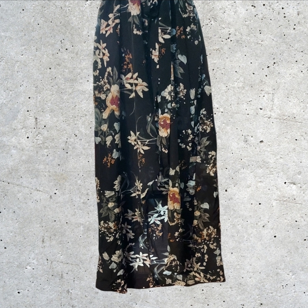 NWT Wrap Black Floral Cami Belted Maxi Dress ~SZ MEDIUM - Picture 8 of 10
